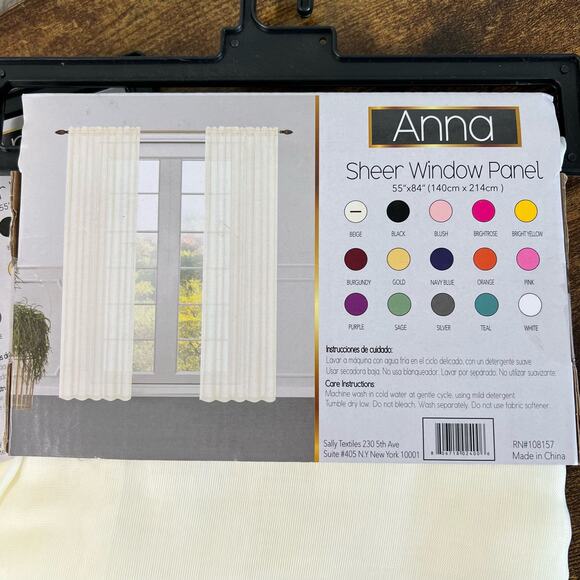 Lot of 3 Sally Textiles ANNA Sheer Window Panels 84" Beige Cream Curtains Home - Picture 3 of 6